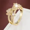 Anillo de mariposa con incrustaciones de circonita transfronterizo, moderno, único, con una estética de alta gama, fresca y dulce; directamente del fabricante