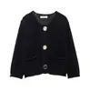 2026 Nova Moda Feminina Outono/Inverno Transfronteiriça Estilo Europeu e Americano Cor Sólida Casual Tricô Grosso Manga Longa Suéter Cardigan Casaco
