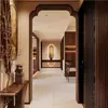 Marco de arco de entrada estético de la dinastía Song, marco de ventana de pequeño pabellón de begonia de madera maciza de estilo chino nuevo, mampara de sala de estar de entrada, decoración china