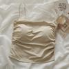 Novo verão gelo seda uma palavra bonita para trás camisola fixa copo plissado tubo de emagrecimento top all-match cueca respirável
