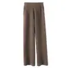 Pantalones de punto de lana sueltos de pierna recta para mujer, otoño e invierno Ordos, pantalones de cachemira de pierna ancha hasta el suelo con bolsillos, adecuados para figuras petite