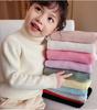 Suéter de Gola Alta em Fleece para Meninas Inverno 2025 Macio e Estiloso Top Quente Infantil Camisa Base em Malha Fleece Integrada