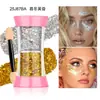 Polvo Brillante Transfronterizo Lentejuelas Gel Brillo de Estrella Sirena Pincel de Gel Sombra de Ojos de 2 Colores Set de Maquillaje Facial Corporal