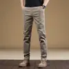 Calças casuais de outono de alta qualidade italianas para homens, corte reto slim fit elástico versátil calças de negócios primavera/outono 2026