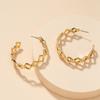 Aretes Europeos y Americanos Transfronterizos con Textura de Panal en Forma de C Aretes Romboidales con Recorte de Forma Geométrica Aretes de Aguja de Acero