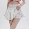 Falda de Pastel Blanca Estilo Corto 2026 Nuevo Verano Cintura Alta Adelgazante Petite Voluminosa Plisada Falda Pantalón Anti-Exposición