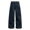 1060 High Street Americano Unissex High-End Lavado Desconstruído Design de Couro Cru Jeans Solto Masculino Scimitar