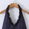 Vestido de moda nuevo 2026 estilo europeo y americano transfronterizo para mujer, de cuadros, sin espalda, entallado en la cintura, con cuello halter y falda acampanada