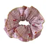 Goma para el pelo de encaje con flor de cerezo fresca rosa para mujer, Diadema grande de doble capa dulce y linda