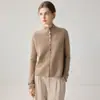 Colección nueva de otoño/invierno de moda: Suéter de punto para mujer 100% cachemira, cuello alto medio, manga larga, con múltiples botones y dobladillo enrollado, prenda de abrigo