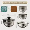 Nuevo Juego de Té de Titanio Puro para Viajes al Aire Libre, Juego de Té Kung Fu Portátil para Acampar, Una Tetera y Tres Tazas, Juego de Regalo para Negocios