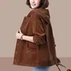 Otoño, invierno y primavera Nuevo abrigo de pana para mujer 2023 con forro de felpa, engrosado, estilo coreano, simple, holgado, talla grande, top adelgazante para mujer