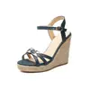 Sandalias de cuña, sandalias de plataforma de verano con punta abierta, estilo europeo y americano, zapatos para mujer de talla grande, dropshipping transfronterizo
