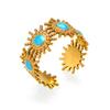 Novo Anel de Moda Europeia e Americana Retrô Gota de Óleo Sol Banhado a Ouro 18K para Mulheres Popular de Nicho Versátil Aço Titânio Anel de Dedo Indicador