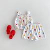 Conjunto de Verão para Meninas 2026 Novo Produto para Crianças Pequenas, Estilo Coreano Colorido Coração Ponto Princesa Fino Conjunto de Duas Peças para Bebês Meninas