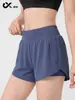 Shorts deportivos de verano de dos piezas para mujer, holgados y de secado rápido, adecuados para correr y fitness, anti-exposición, de cintura alta, pantalones de yoga adelgazantes
