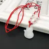 Colgante de Zorro de Jade Blanco Imitación Cuerda Roja Cicada Dorada Verde Collar para Parejas Pequeña Imitación Tres Guanyin Collar Abierto y Seguro