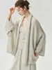 Conjunto relajado de dos piezas estilo Zen minimalista para mujer, 75% cachemir + 25% seda de morera, camisola de punto con cuello en V con cárdigan grande tipo chal