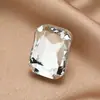 Anel Elegante Estilo Tweed Retangular Octogonal Garra Diamante Galvanizado Vidro Strass Exagerado Simples Acessórios de Joias para Mãos