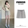 Saia Esportiva Cinza para Mulheres 2026 Novo Outono Estilo Coreano Casual Cintura Alta Justa Curta Vestido Moletom Outono