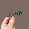 Elegante Pasador de Perlas para Mujer, Pinza Metálica Negra con Lazo, Pinza Lateral de Alta Gama, Pinza para Flequillo, Pinza Sencilla de Pato