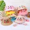 Sombrero de Paja con Protección Solar para Niños Lindo Sombrero de Conejo con Orejas Móviles Sombrero de Pescador con Protección Solar de Verano Niños y Niñas Mismo Estilo Douyin