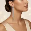 Brincos Longos com Franjas e Strass, Design de Nicho Moderno Estilo Americano, Brincos de Moda de Luxo Leve Atacado