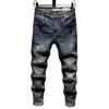 Jeans rasgados de alta costura para hombre, nueva marca de moda otoño 2026, elegantes y únicos, con parches, elásticos, corte ajustado, pantalones pitillo