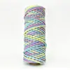 Corda de Algodão Fiada no Centro Tingida em Degradê de 3mm Corda para Tecelagem de Pulseira DIY Alça para Celular Artesanato de Tecelagem Macramê