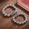 Pulseira Bagua Pixiu Atratora de Dinheiro para Homens e Mulheres, Pulseira Vintage Imitação de Prata Tailandesa Banhada 999 com 108 Contas, Atacado