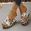Sandalias de Plataforma de Comercio Exterior con Remaches y Estampados para Mujer, Verano 2026, Punta Abierta, Suela Gruesa, Tallas Grandes, Sandalias de Cuña con Tiras Cruzadas, En Stock