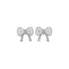 Estilo Dulce de Chica Coreana~Aretes de Plata con Zirconia Perla y Moño, Aretes de Lujo Ligero de Alta Gama, Accesorios de Aretes Versátiles de Moda