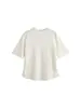 Top Versátil de Media Cuello Alto para Mujer Talla Grande, Estilo Otoño 2026, Camisa de Punto Holgada de Manga Corta Fruncida para Mujeres Talla Grande 23709