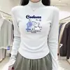 Camiseta Básica Gruesa de Media Cuello Alto con Forro Polar Cepillado para Mujer, Nuevo Estilo Primavera y Otoño, Sensación Cálida y de Alta Gama, Top Camiseta de Manga Larga Puro Deseo
