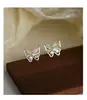 Brincos Borboleta Coloridos de Zircônia em Prata Pura 999 Novo Estilo Popular Brincos de Luxo Leve High-End Brincos Exquisitos
