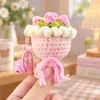 Llavero de Mini Ramo de Flores Tejido a Mano, Ramo de Flores de Ganchillo Hecho a Mano, Colgante para Bolso DIY, Pequeño Regalo para Novia
