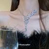 Pendientes con borlas de mariposa y circonitas superbrillantes de aguja plateada, collar, cadena de clavícula de moda, accesorios para vestidos de novia de alta calidad.
