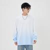 Camiseta Casual para Hombre Color Degradado Sudadera de Pareja Algodón Puro Manga Larga Camiseta Casual Holgada de Marca Moderna para Hombre Top de Manga Larga