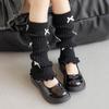 Meias Infantis para Meninas no Outono e Inverno Estilo Princesa Meias de Cano Longo com Laço em Todo o Corpo Meias Leggings Quentes de Lã Tricotada