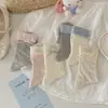 Meias de Cano Médio com Laço Estilo Coreano 2026 para Mulheres, Meias de Renda com Ruffle em Tela Estilo Lolita, Meias Versáteis para Meninas Doces