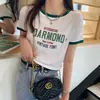 Camiseta de Algodão Puro de Manga Curta para Mulheres, Novo Estilo de Verão 2026, Caimento Solto para Figuras Petites, Top Curto Versátil de Meia Manga Estilo Americano com Ombros Normais