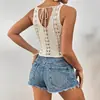 Nuevo Top de Tirantes Finos sin Espalda Calado de Punto para Mujer Amazon Aliexpress Comercio Exterior Transfronterizo