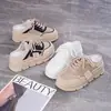Mules de malla transpirable blancos de verano sin cordones para mujer, sandalias perezosas sin cordones de suela gruesa para uso en exteriores CY711