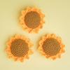 En stock cabeza de girasol tejida a mano con 7 bucles y 12 pétalos flor de punto simulación de lana girasol al por mayor