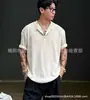 Camiseta de Hombre Estilo Old Money de Lino Tencel con Cuello Henley de Manga Corta, Lujo Ligero, Elegante y Casual, Estilo Relajado, Ligera de Media Manga
