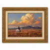 Pintura al óleo de paisaje estilo europeo vintage con marco dorado para la pared de la entrada de la sala de estar, Bestseller transfronterizo de Amazon, Arte de pared decorativo enmarcado