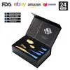 Cubiertos de Acero Inoxidable Transfronterizo de Amazon Cuchillo y Tenedor 1010 Cuchillo, Tenedor y Cuchara de Estilo Occidental Juego de 24 Piezas Cuchillo y Tenedor para Carne Caja de Regalo