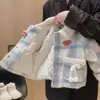 Conjunto de outfit de otoño e invierno para niñas 2026 nuevo y elegante chaqueta acolchada acolchada y jeans con forro polar conjunto de dos piezas para niños pequeños