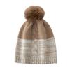 Gorro de Punto Casual de Moda Grueso Cálido con Pompón, Patrón Trenzado Bloque de Color, Nuevo para Mujer Otoño e Invierno 2026, Cachemira de Gama Alta