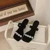 Pantuflas de Mujer de Tacón Alto con Diseño de Diamantes Brillantes, Moda Verano 2026 Estilo Celebridad de Internet, Sandalias Abiertas de Estilo Coreano para Mujer